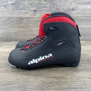 Alpina T Trek Junior Cross Country Ski Boots Black Red NNN Touring Youth Sze 5.5